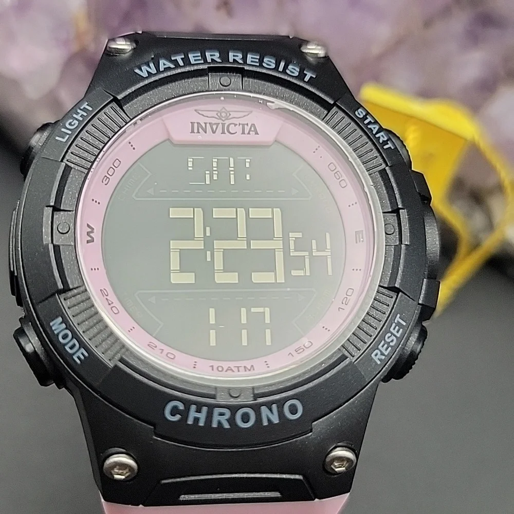 48051 Invicta Racing Burnout Digital Pink Black Men's Chronograph Watch - 52mm